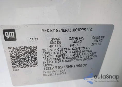 2022 Chevrolet Malibu Fwd Ls from USA, damaged, VIN 1G1ZB5ST8NF199902